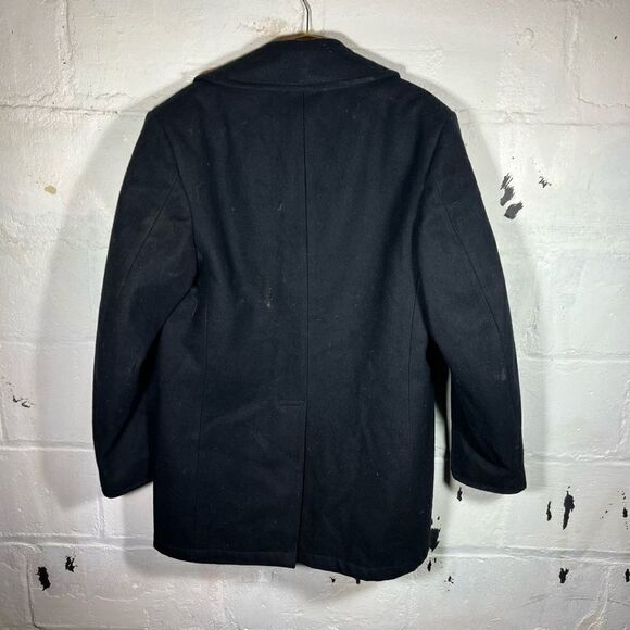 Vintage 90s DSCP Quarterdeck Naval Black Military Wool Heavy Peacoat Jacket 44L - Picture 4 of 13